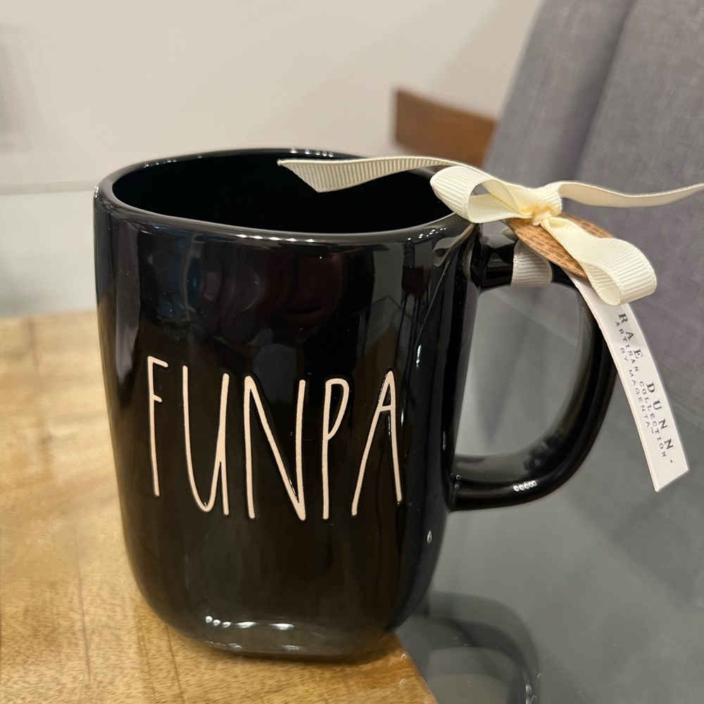 Rae Dunn Black FUNPA Mug with Ribbon